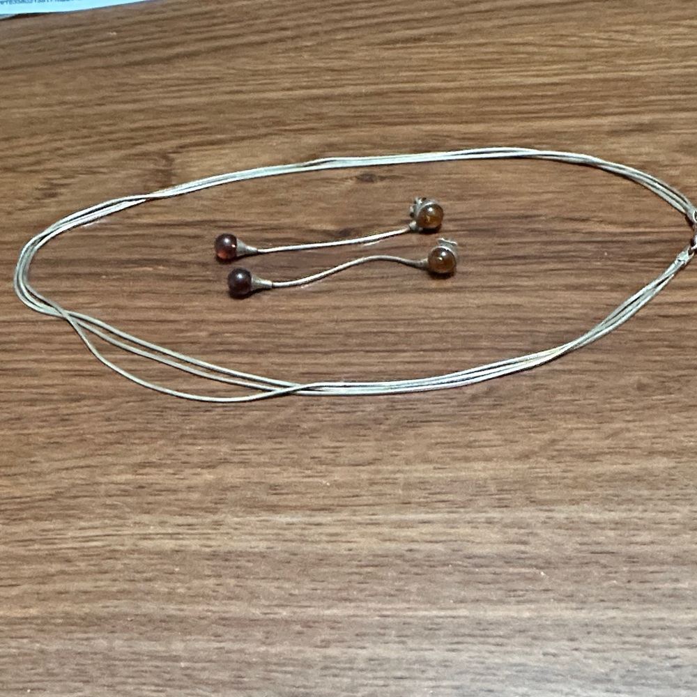 Elegant Silver and Amber Jewelry Set